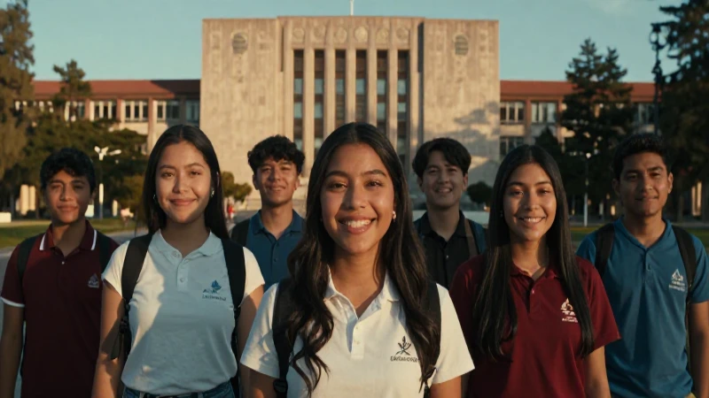 Estudiantes sonrientes en campus universitario con luz dorada