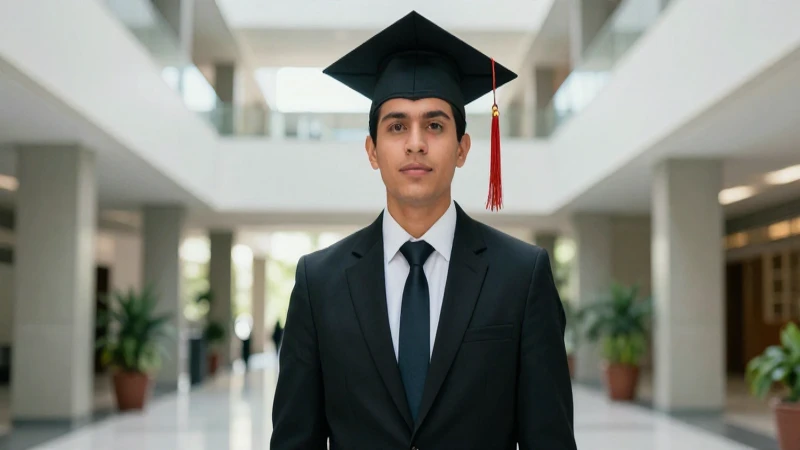 Estudiante mexicano en traje universitario luminoso