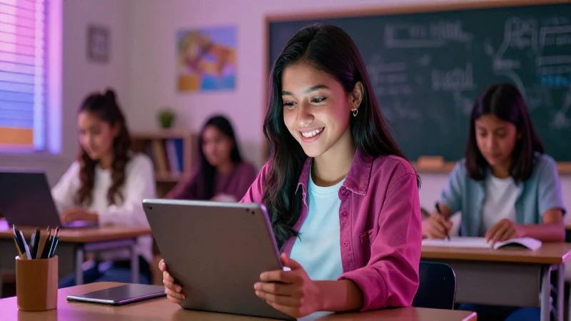 Estudiante mexicano vibrante en entorno digital