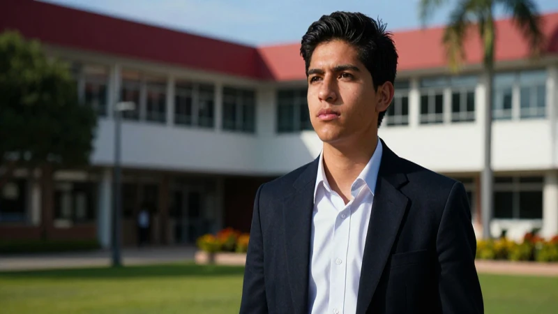 Joven estudiante mexicano en campus vibrante
