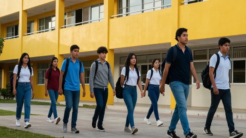 Estudiantes mexicanos en campus moderno y vibrante