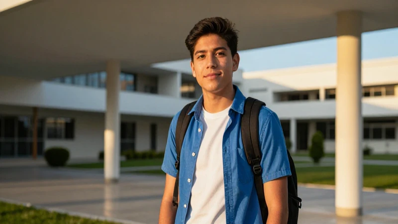 Estudiante mexicano en campus universitario