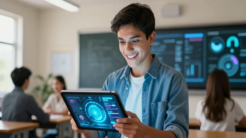 Estudiante mexicano exitoso en aula tecnológica