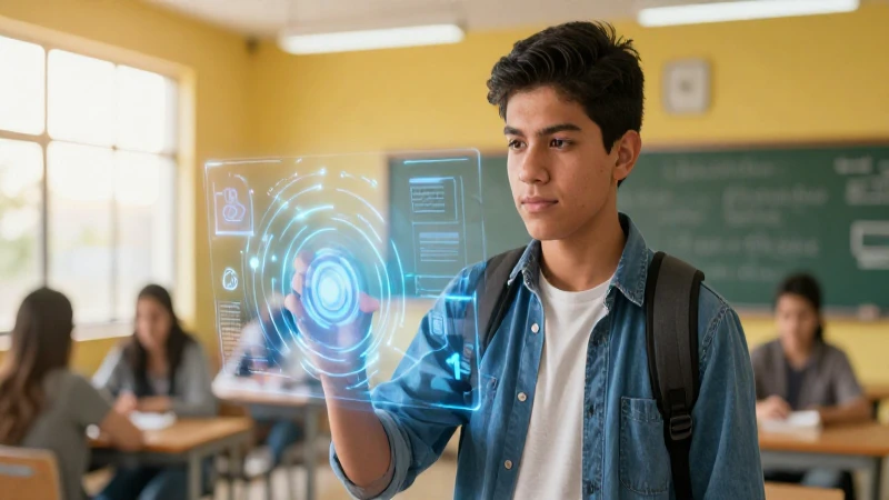 Estudiante mexicano brillante en aprendizaje moderno