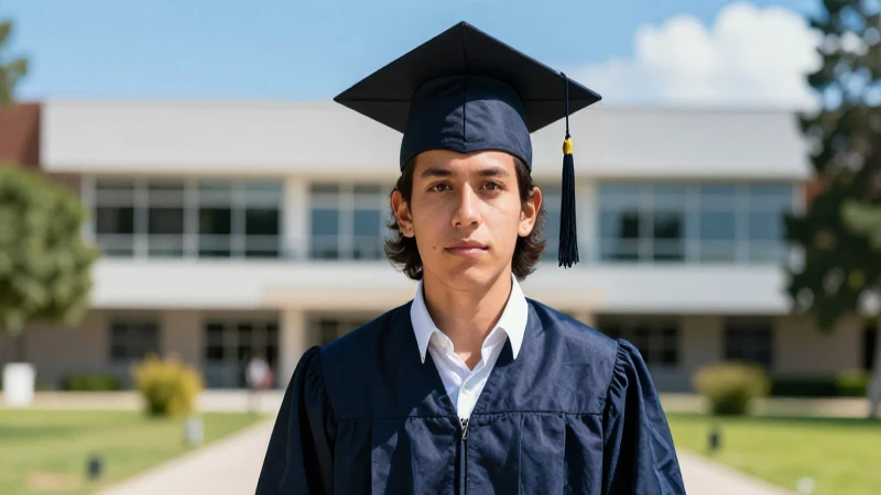 Estudiante mexicano determinado en universidad vibrante