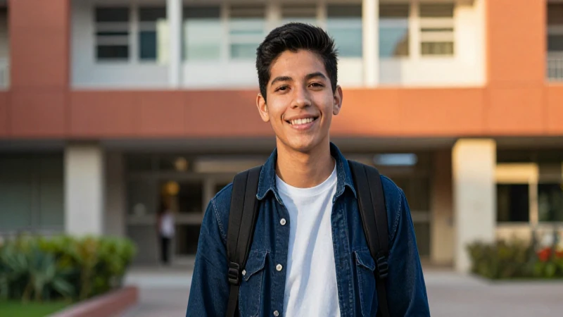 Joven mexicano universitario, imagen vibrante y profesional