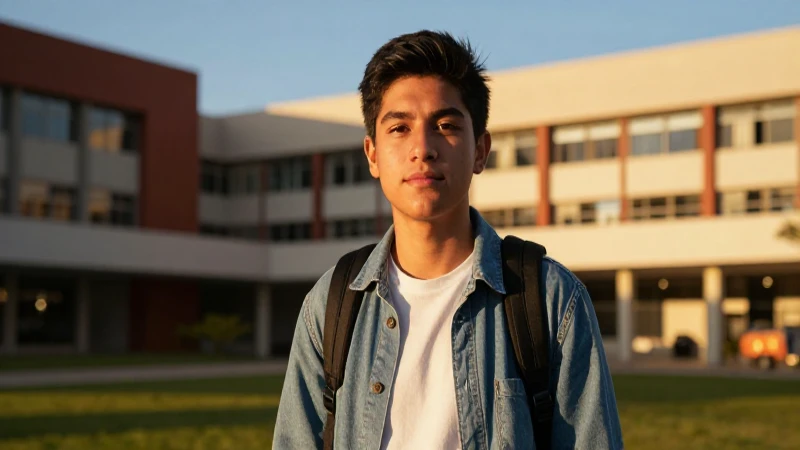 Joven mexicana en campus vibrante y detallado