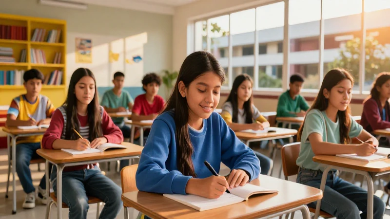 Estudiantes mexicanos en clase moderna