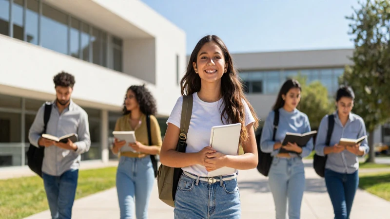 Estudiante mexicano vibrante en campus moderno