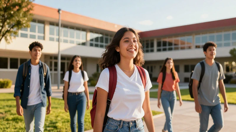 Estudiantes mexicanos alegres en campus brillante