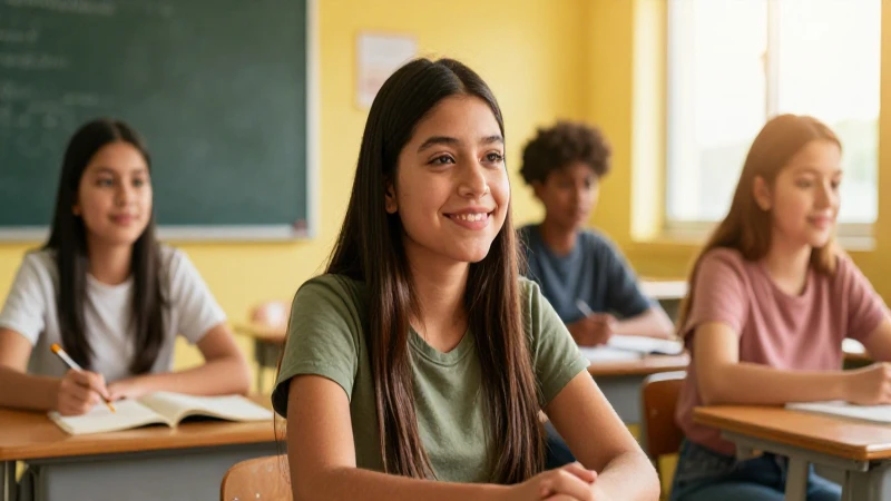 Cómo y cuándo cobrar las Becas Benito Juárez 2 Joven mexicana sonríe en clase con luz dorada