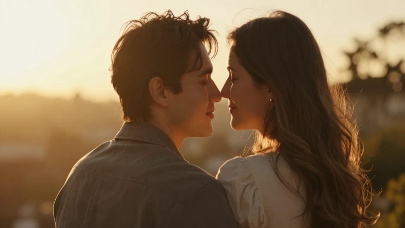 Foto de pareja íntima con luz dorada