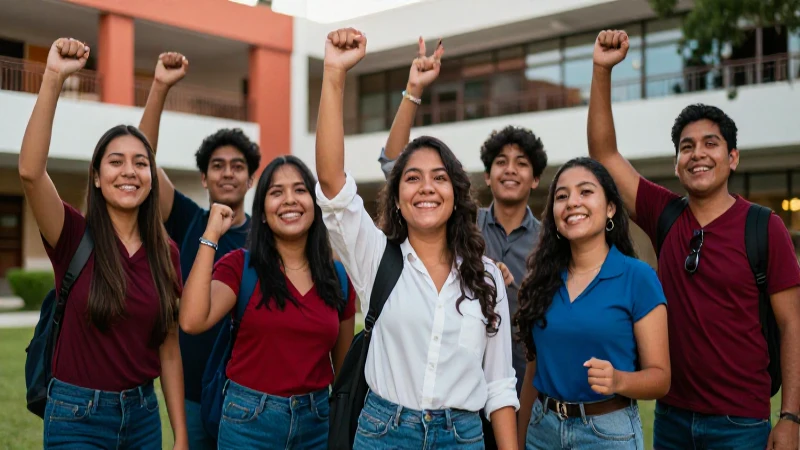 Jóvenes mexicanos celebran logros académicos en campus vibrante