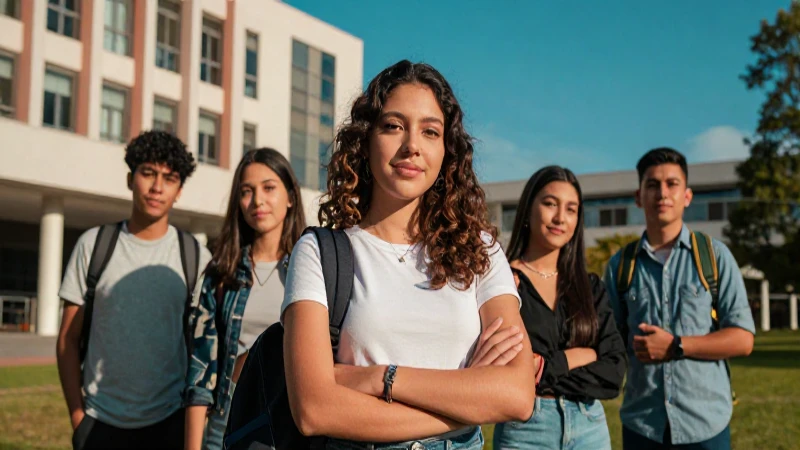 Estudiantes mexicanos en campus universitario vibrante