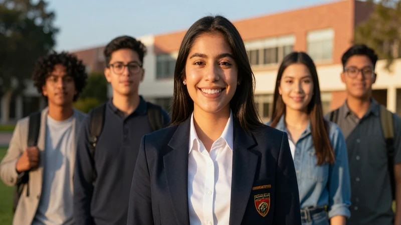 Estudiante mexicano feliz en campus vibrante