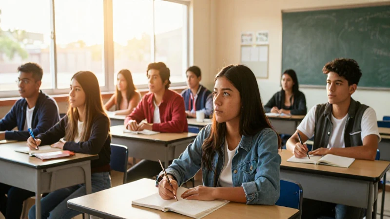 Joven estudiante mexicano en clase iluminada