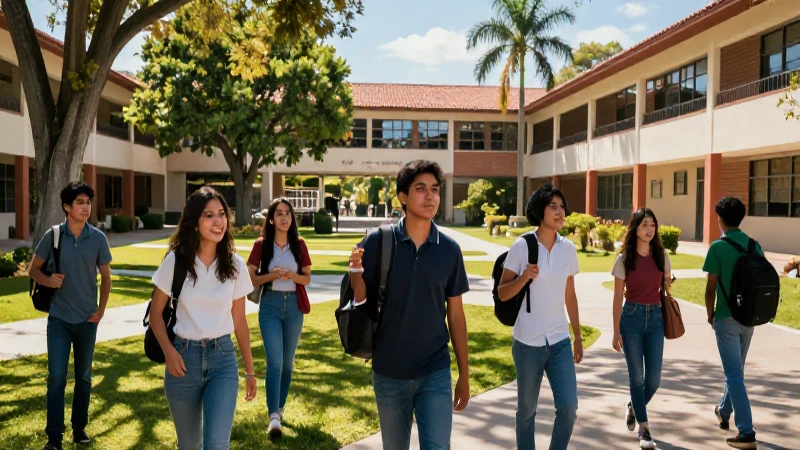 Estudiantes mexicanos en campus vibrante e inspirador