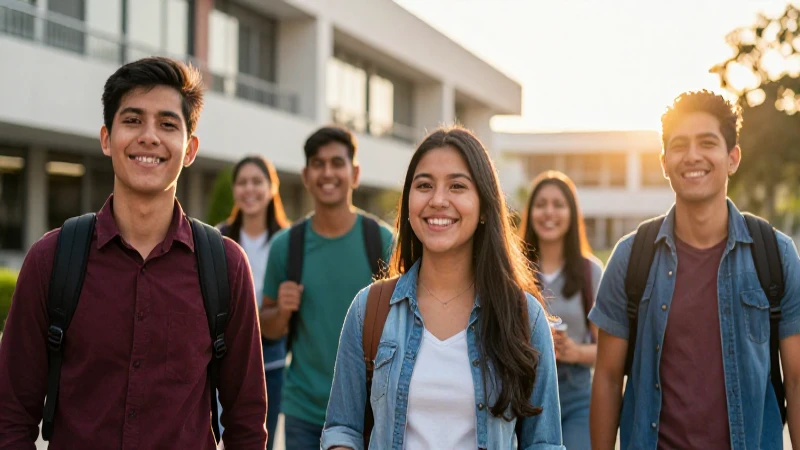 Estudiantes mexicanos sonrientes en el campus universitario