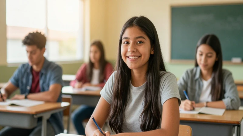 Estudiante mexicano sonriente en luz dorada