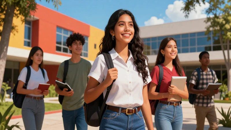 Éxito académico mexicano en campus moderno