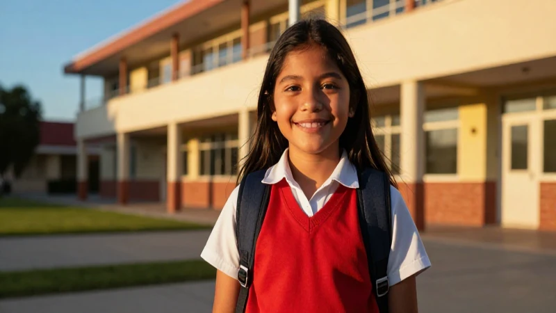 Estudiante mexicano sonriente bajo luz dorada