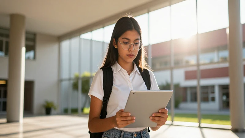 Retrato realista de estudiante mexicano en campus