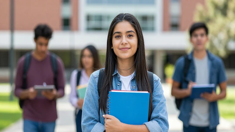 Estudiante mexicano joven y diverso en campus universitario moderno