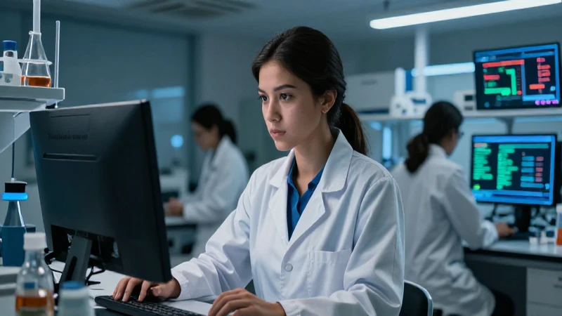 Joven mexicana en laboratorio moderno e iluminado