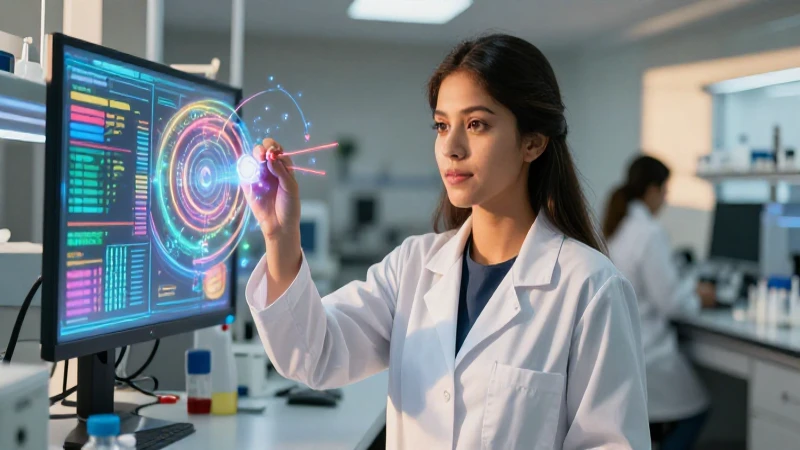 Joven mexicana investigadora en laboratorio moderno