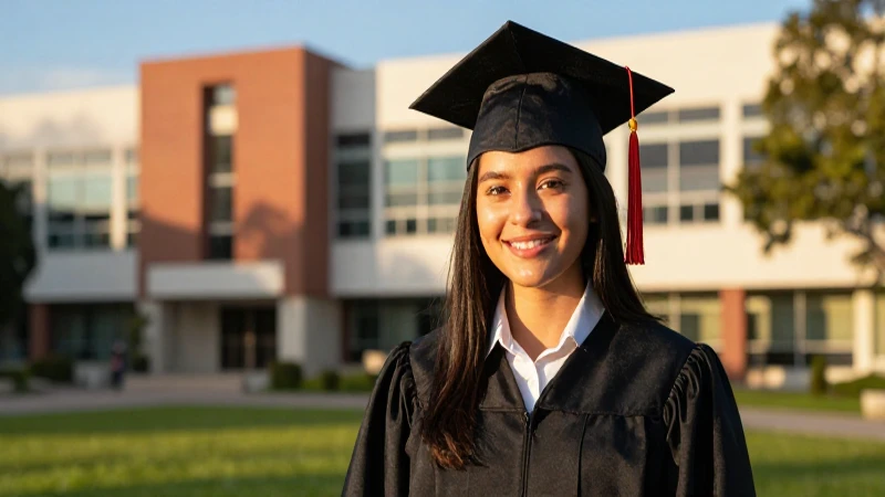 Estudiante mexicano graduándose en campus