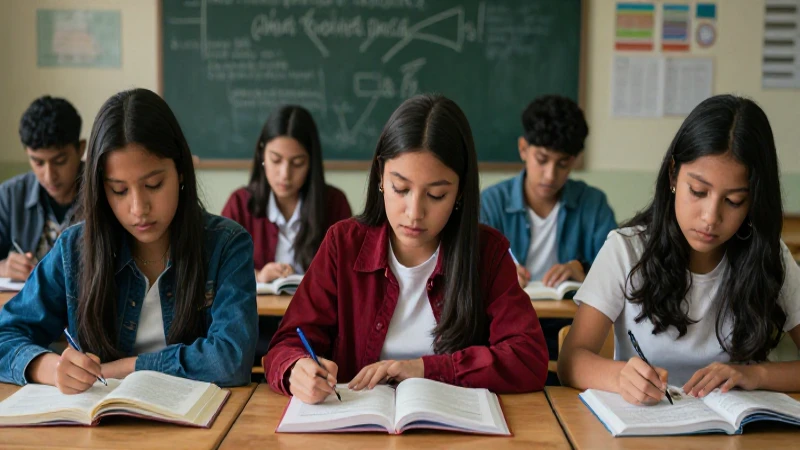 Estudiante mexicano en ambiente académico vibrante