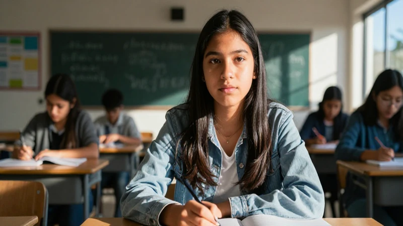 Retrato dinámico de joven mexicano en clase