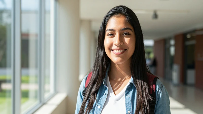 Estudiante mexicano sonríe en un ambiente universitario moderno