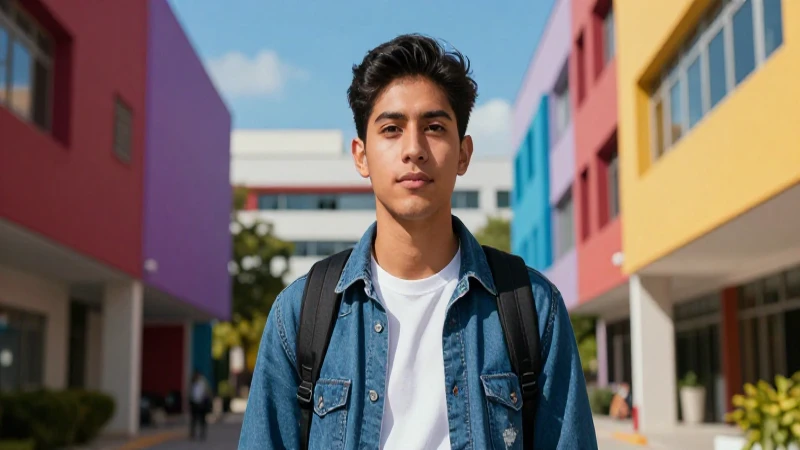 Joven estudiante mexicano con mirada decidida