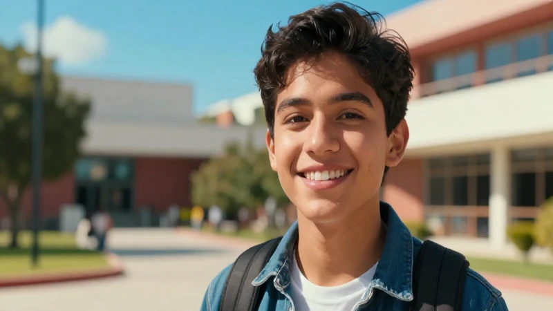 Retrato fotorealista de estudiante mexicano sonriente