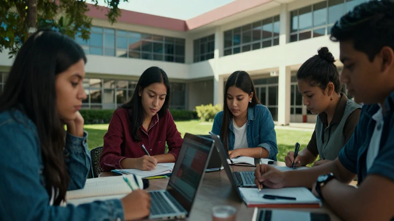 Estudiantes mexicanos exitosos en campus moderno