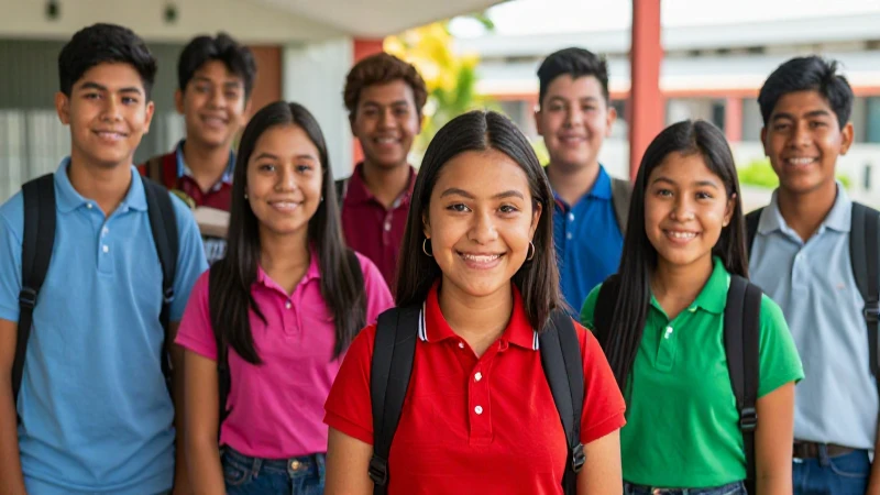 Jóvenes mexicanos sonriendo en su aula