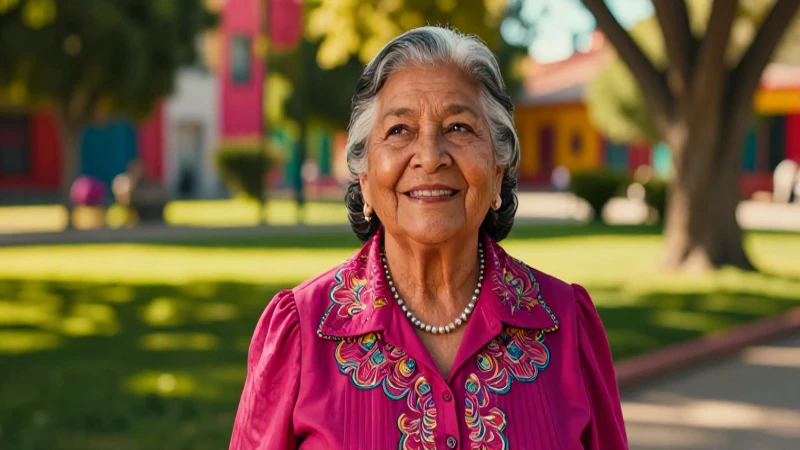 Mujer mexicana sonríe bajo el sol radiante