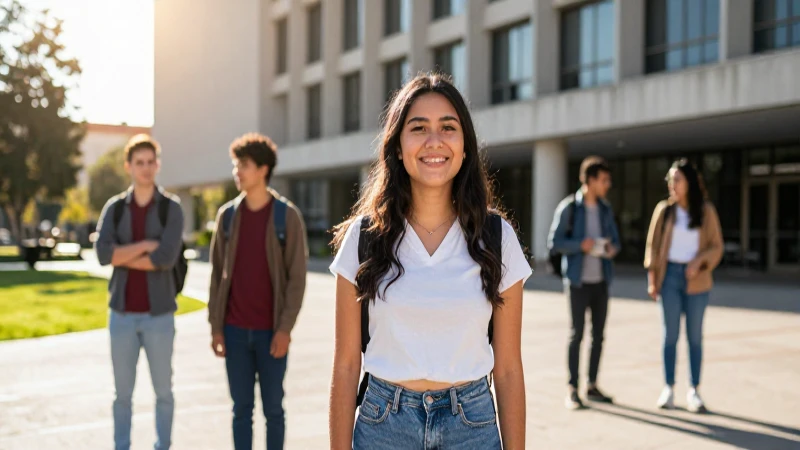 Estudiante mexicano alegre en campus universitario