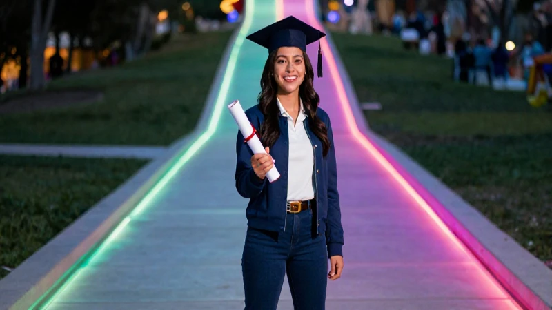 Estudiante de México con diploma en camino