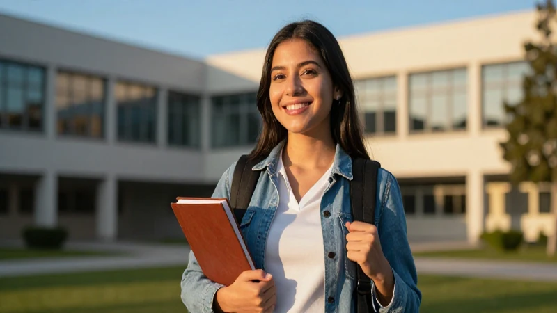 Estudiante mexicana vibrante con luz dorada