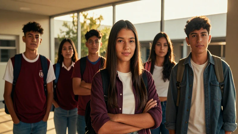 Estudiantes ambiciosos mexicanos en campus moderno al atardecer