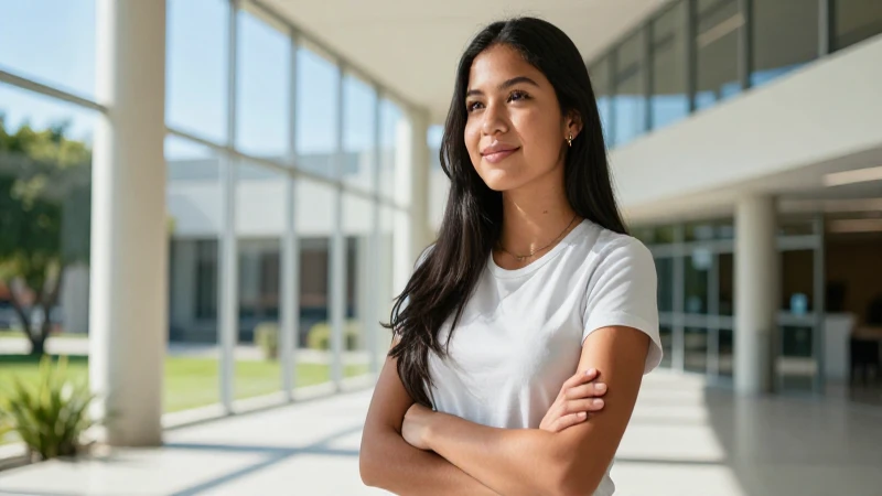 Estudiante mexicano diverso mira su futuro brillante