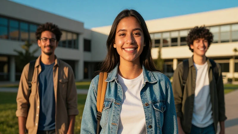 Estudiante mexicano sonriente en campus universitario