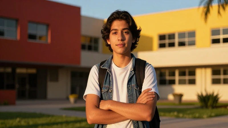 Joven mexicano estudiantil con iluminación cinematográfica
