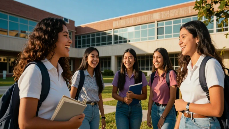 Estudiantes mexicanos universitarios ríen al atardecer