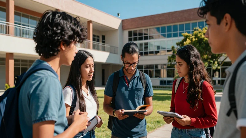 Estudiantes mexicanos colaboran en moderno campus iluminado