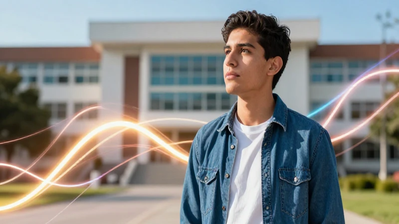 Joven mexicano soñador frente a un futuro brillante
