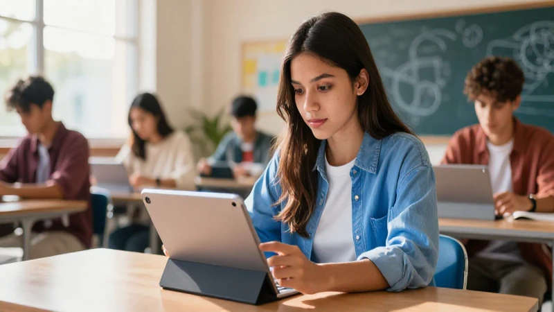 Impactante retrato de estudiante tecnológico moderno