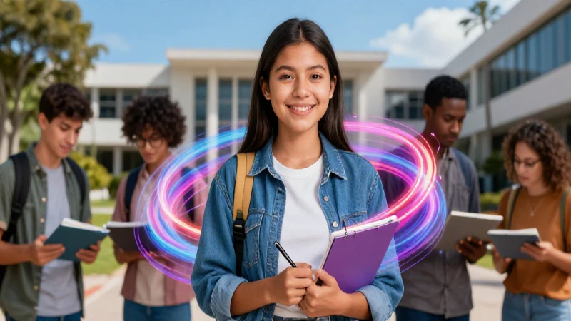 Estudiante mexicano estudia con flujo de conocimiento digital